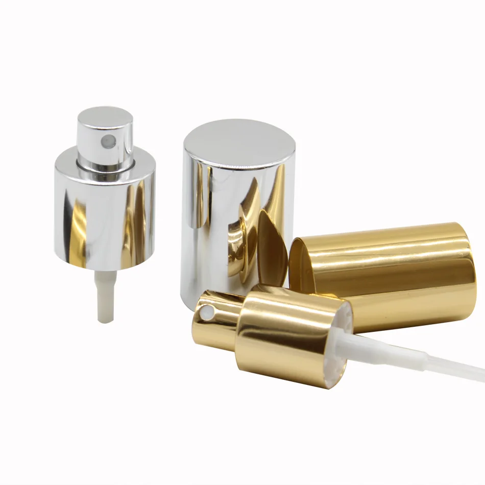 Luxury 24/410 20/410 18/410 shiny silver aluminum fine mist perfume sprayerr pump