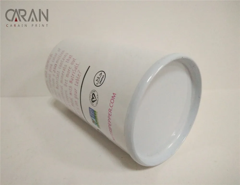 
Colorful Printing White Board Paper Tube with salt shaker lid for food packaging 