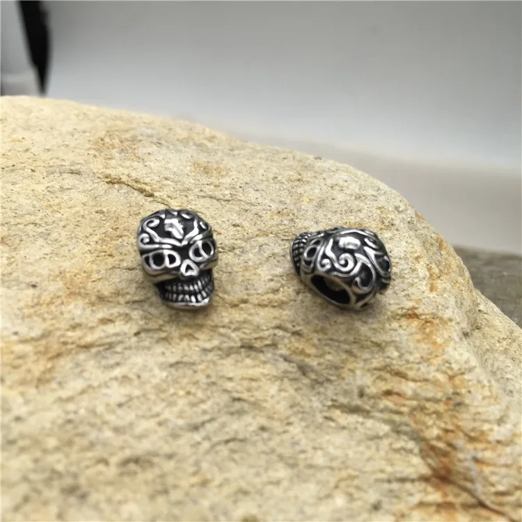 Европейские Полые бусины из нержавеющей стали в виде черепа на Хэллоуин для браслета Паракорда making12 x 9 мм, отверстие 4,5 мм