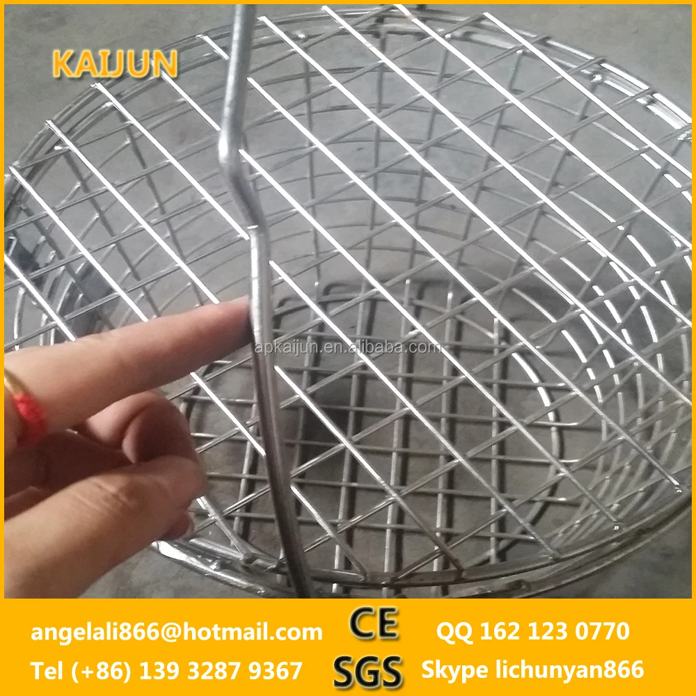 stainless steel 304 round shape storage metal wire basket with handle