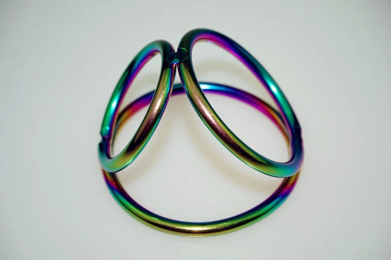 Chrome Triple Stainless Steel Rainbow Ball Splitters Delay Ejaculation Metal Cock Penis Ring Sex Toy For Male