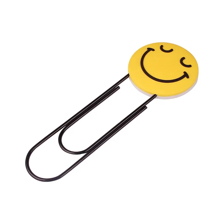 Smile face paper clip custom soft pvc paper clip