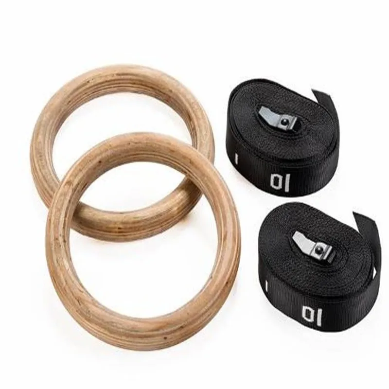 wood plastic gymnastic rings gym rings straps set