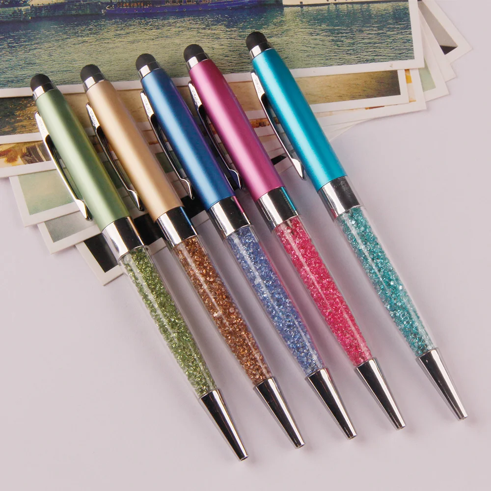 Hot sale touch screen ball pen custom engrave logo advertisIng crystal pen with stylus