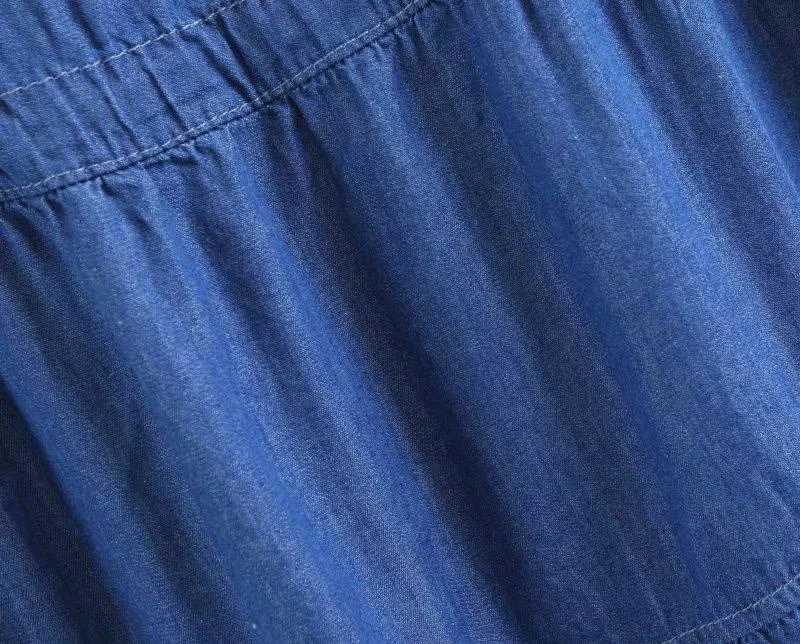 D&S factory dropshipping stretch denim embroidered dress frock knee length women dresses