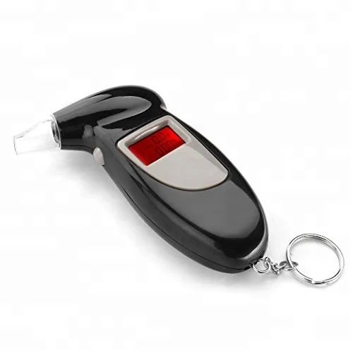 Портативный алкотестер с ЖК-дисплеем, цифровой алкотестер с 5 мундштуками (черный)