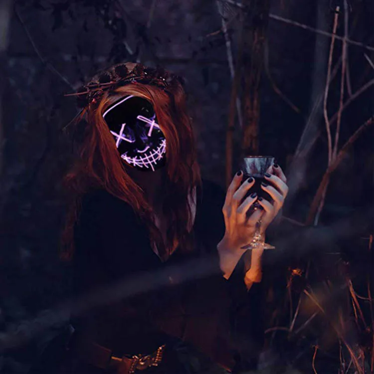 Halloween Party Equipment LED Scary Mask LED Light Up EL Masks EL Wire Mask for Festival Parties Manufacturer China