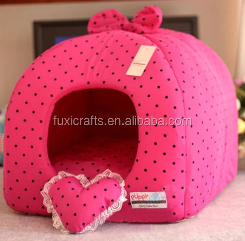 
Rose/Purple Princess Pet Dog Cat Soft Bed House Tent Small+toy 