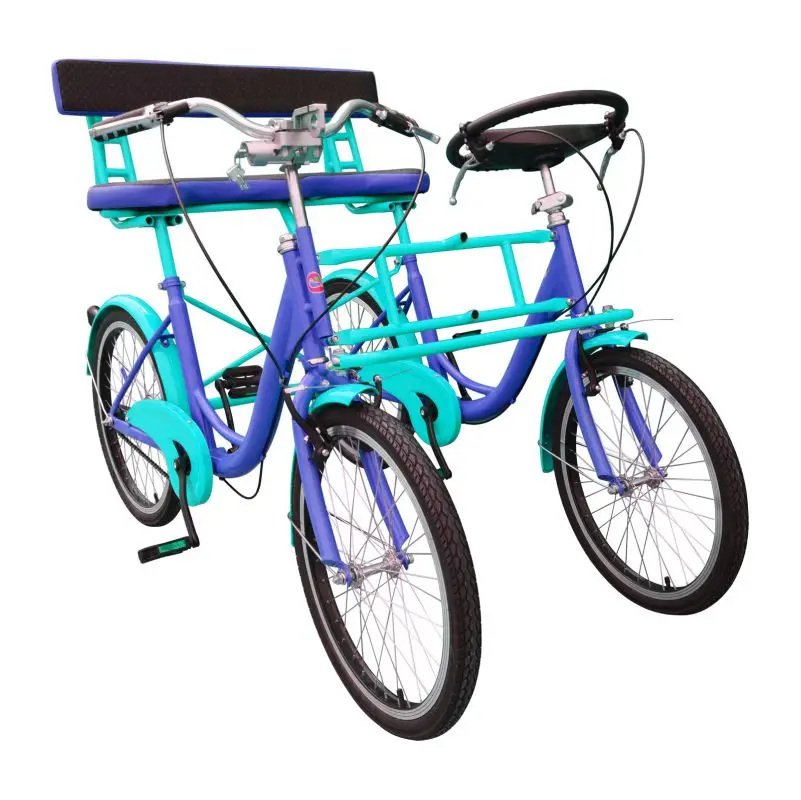 
Side-by-side two double seat bicycle Travel Public green Tandem bike 