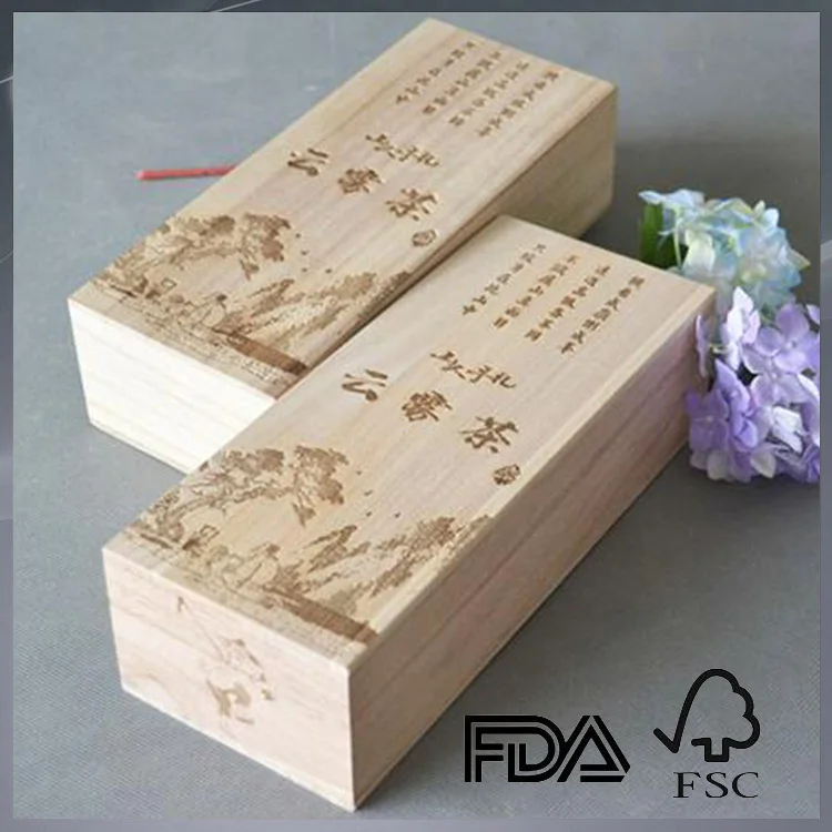 custom natural unfinished wooden tea box wooden gift box