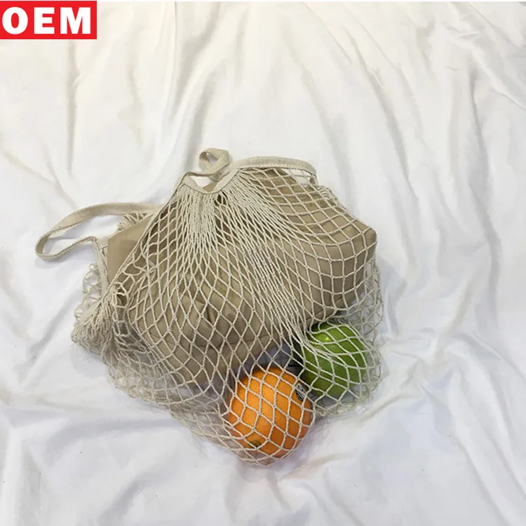 
2018Custom Eco Macrame Mesh Shoulder Bag Knitted Cotton Rope Mesh Net Shopping bags 