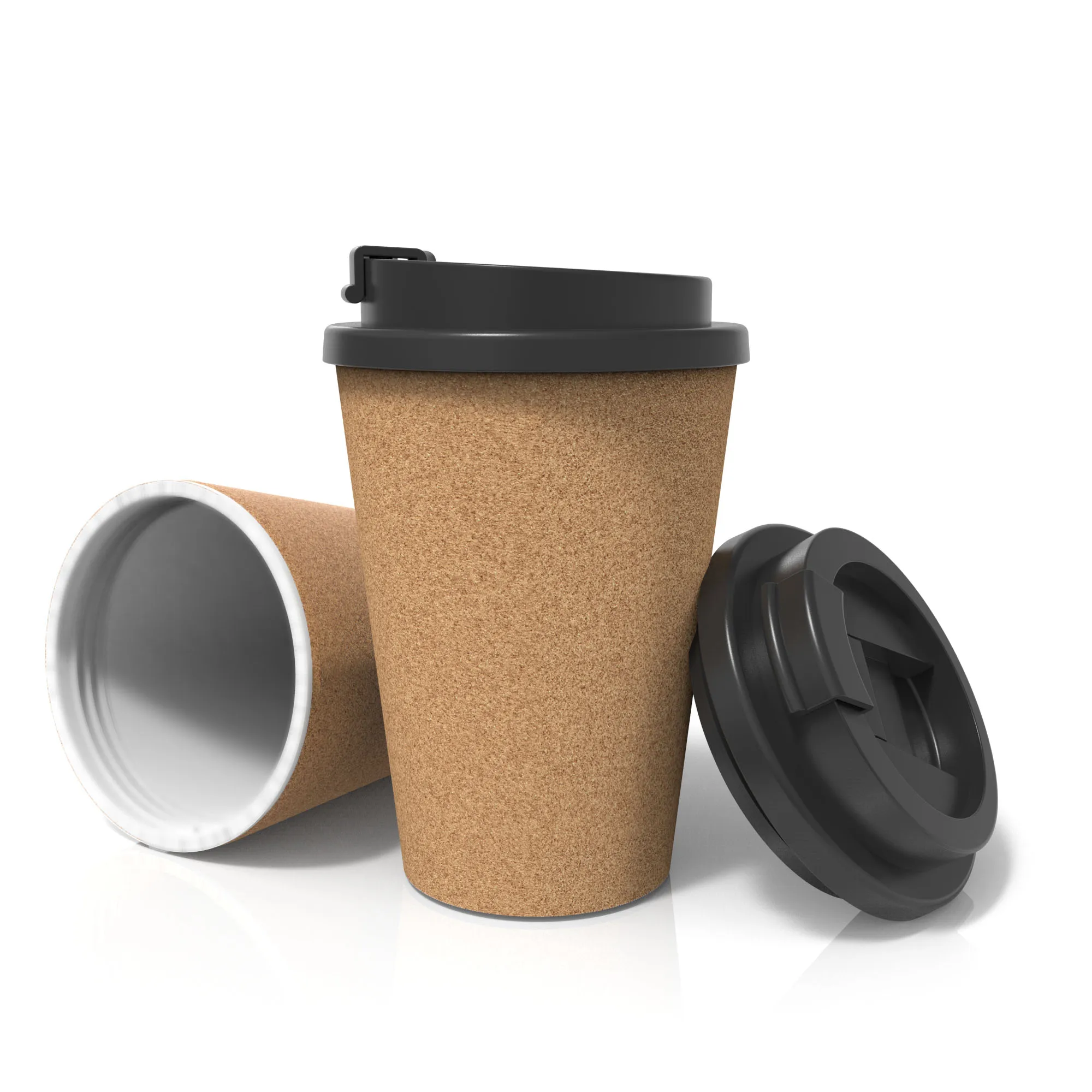 350ML pp double layer cork reusable biodegradable portable coffee cup