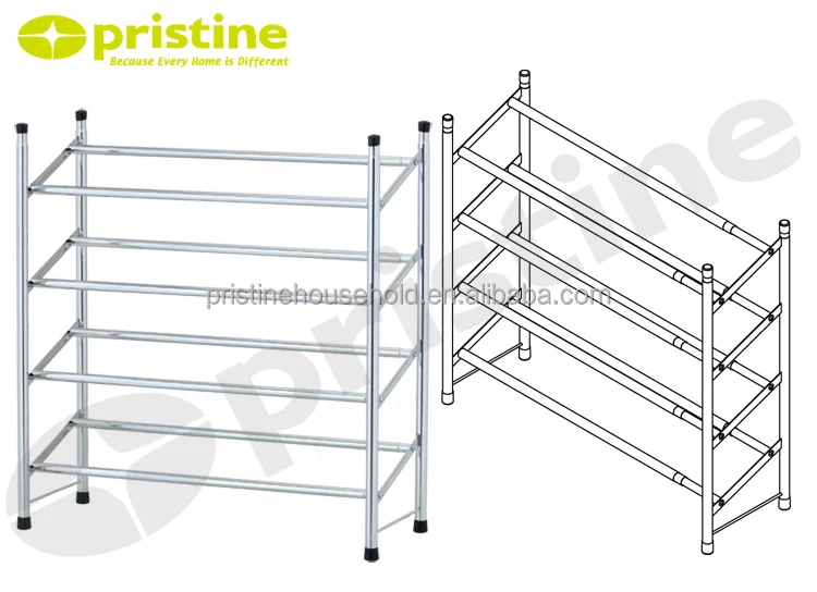 Shopee OEM SALE wholesale Taiwan household storage manufacturer Housewares 4-tier Shoe Rack Metal shoe shelf