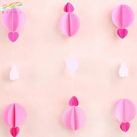 Clouds Hot Air Balloons Heart Shapes Wall Hanging Paper Garland Craft Party Banner Decoration