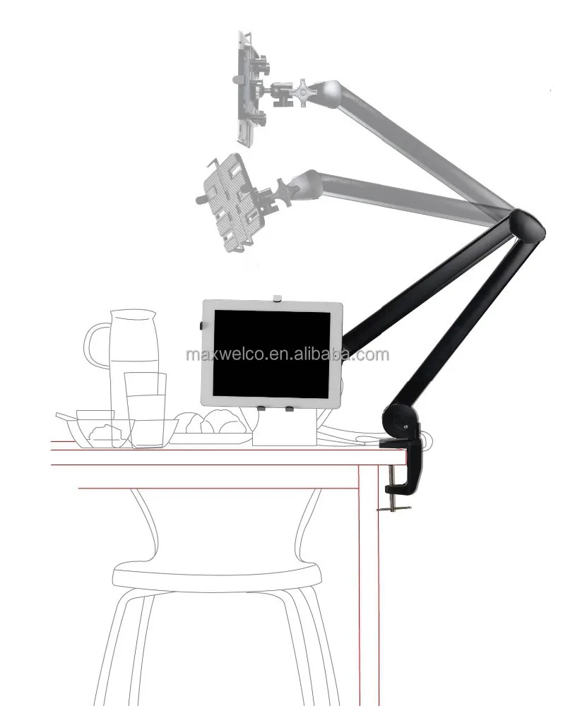 Table Industrial Tablet Stand, Table Swing Holder, Swivel Table Tablet Mount