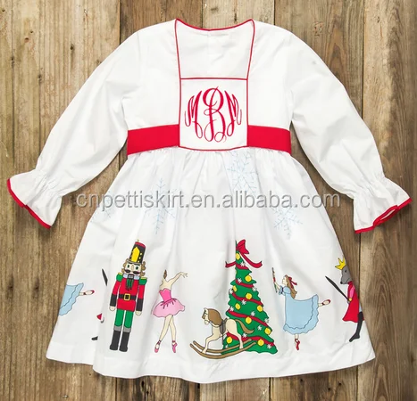 2017 fashion winter fall christmas girl dress 100% cotton clothing manufacturer wholesale boutique girl dress