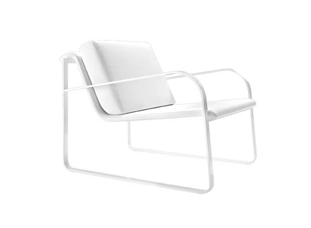 Leather and stainless steel chaise lounge Chair