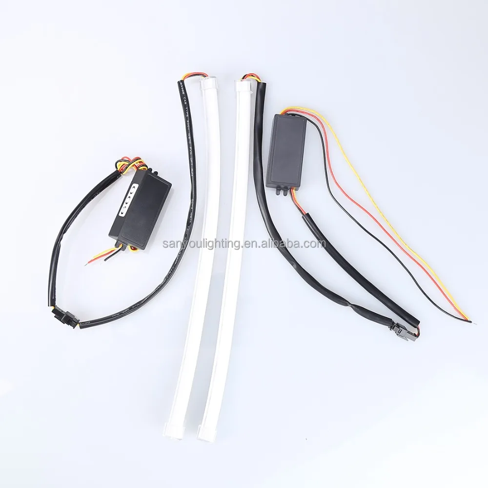 SANYOU LED Strip Lights 12V 9.5W DRL 30/45/60/90cm Double Color Auto LED Light Soft Strip Light