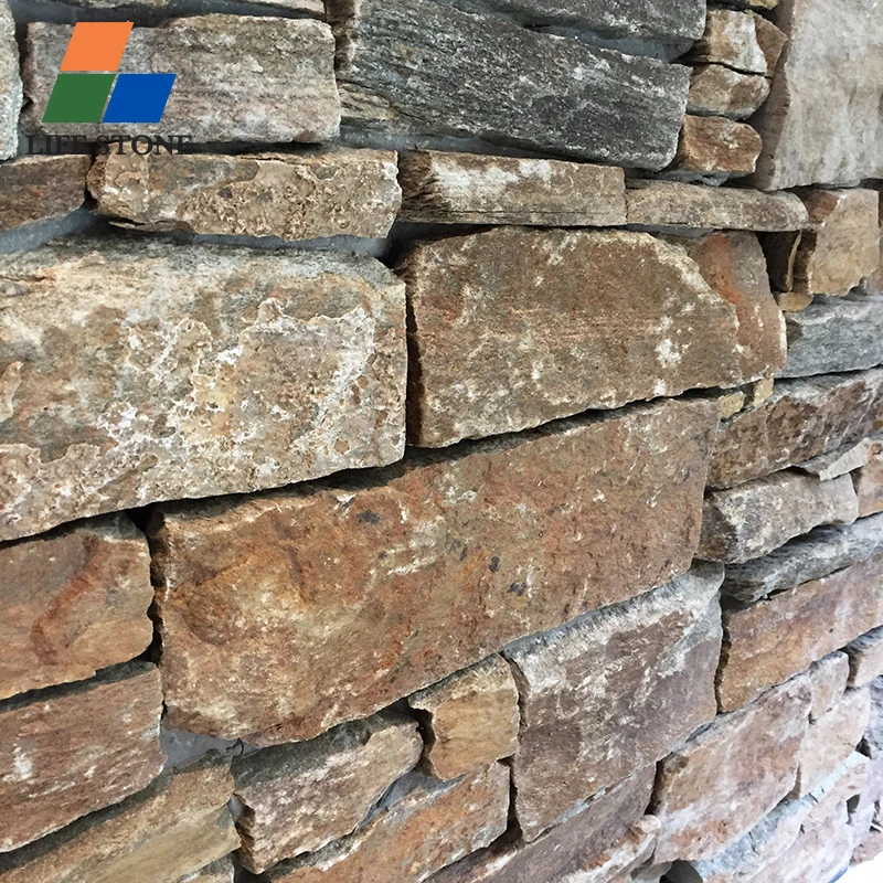 Yellow Natural Culture Stone Decorative Panel Nature marble stacked stone