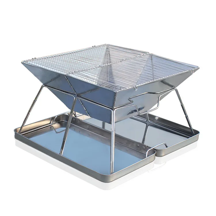 Стальной гриль для барбекю на древесном угле, портативная складная печь для барбекю, кемпинга на открытом воздухе