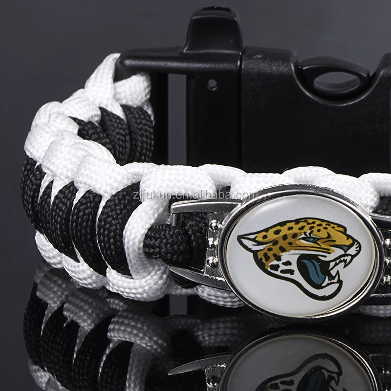 New Custom Logo Design Weave 550lb Paracord Bracelet NFL Team Logo Paracord Survival Bracelet