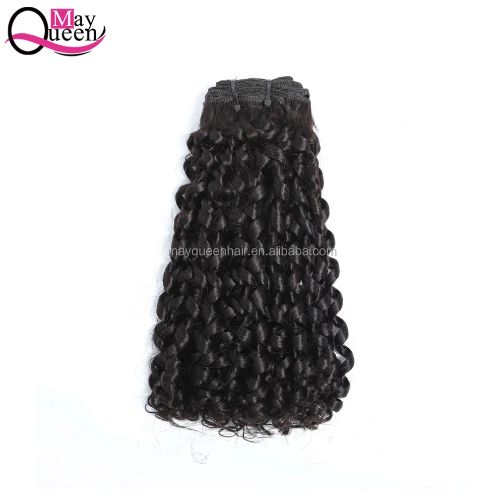 May Queen Hot Sale Flexi/Pixie/Pissy Curl Double Drawn Brazilian Human Hair Weft Fumi Hair Remy Hair Extention