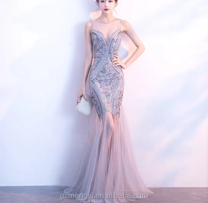 The latest Alibaba Elegant deeply V-Neck A-Line lady evening dresses guangzhou wholesales factory