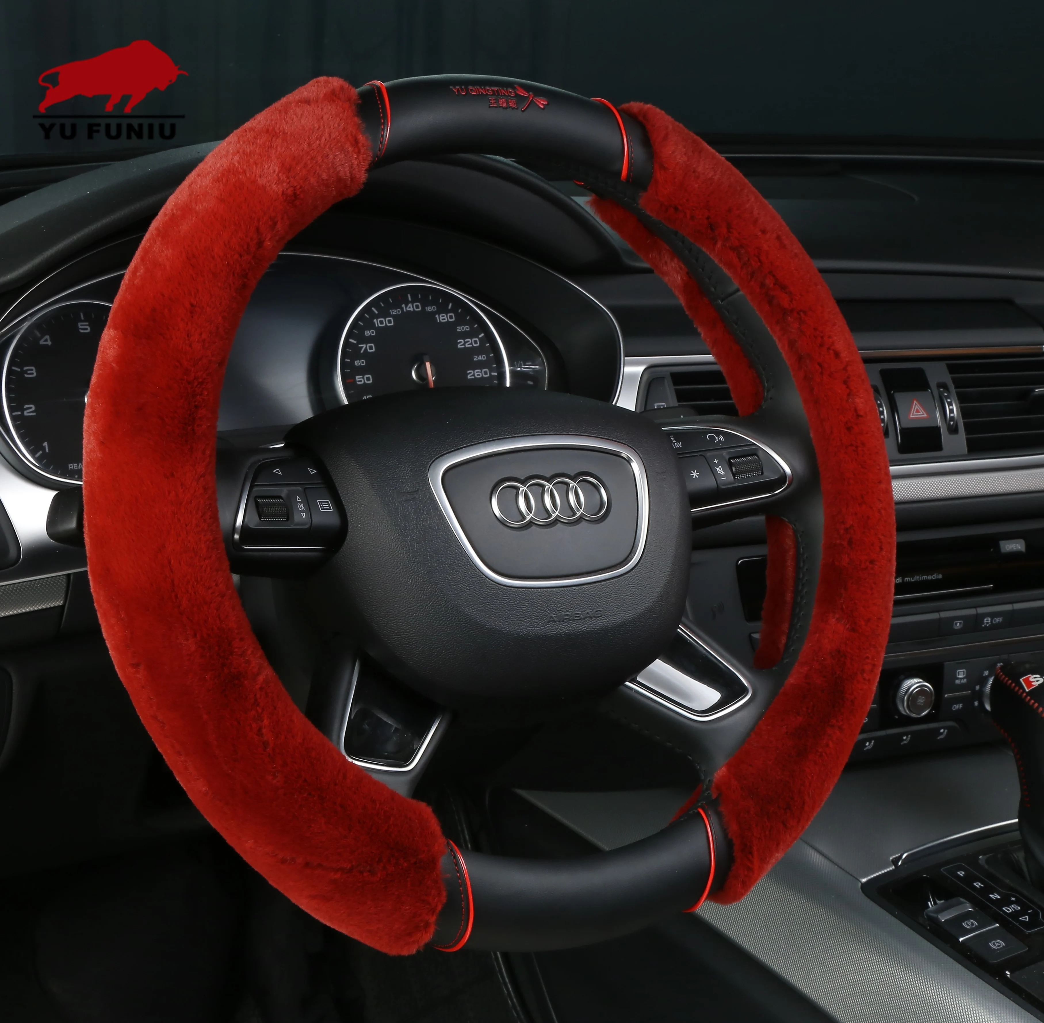 Lixian  comfortable plush wool car steering wheel cover winter plush car cover auto supplies
