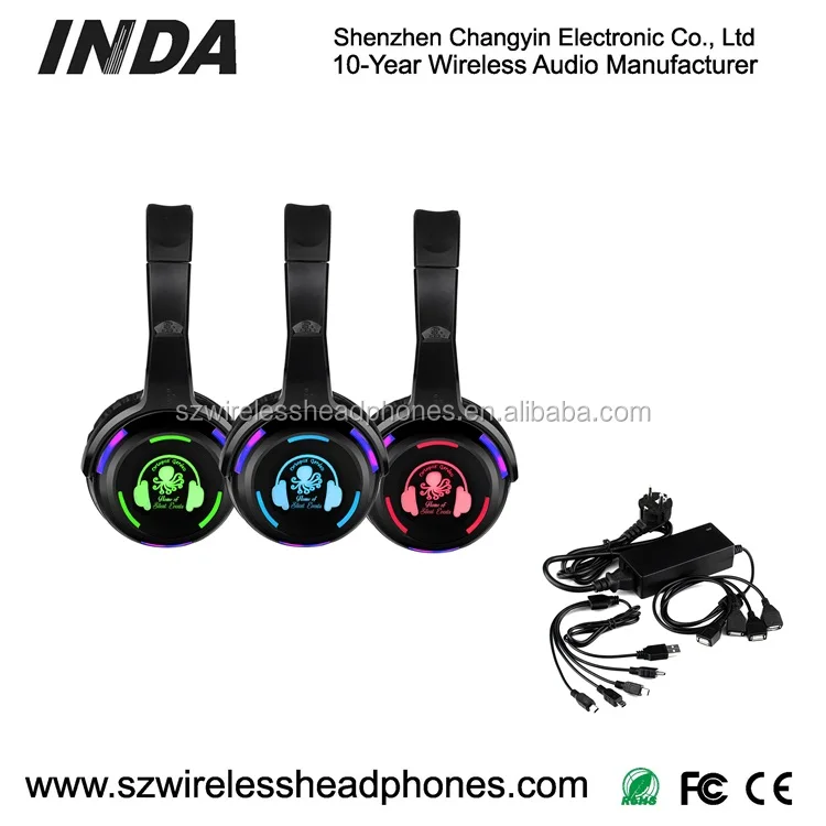 Led Silent Disco Party wireless Headphones working with RF transmitter RF988