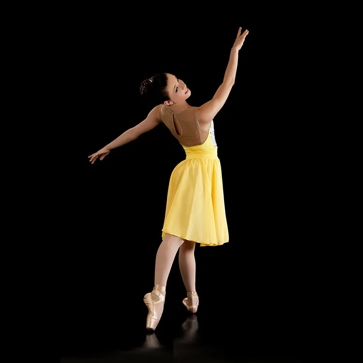 Stage Boutique Elegant Dance Costume Girls Lyrical Dancing Performance Wear Girls Ballet Sequin Leotards With Skirt