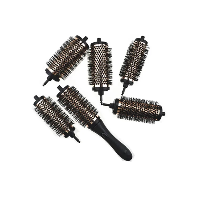 Custom Detachable Heads Salon Ceramic Hair Round Brush