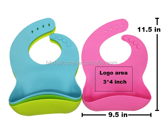Benhaida Anti Bacteria Waterproof Rolling Up Feeding Pocket Easy to Clean Food Grade Silicone Baby Bib