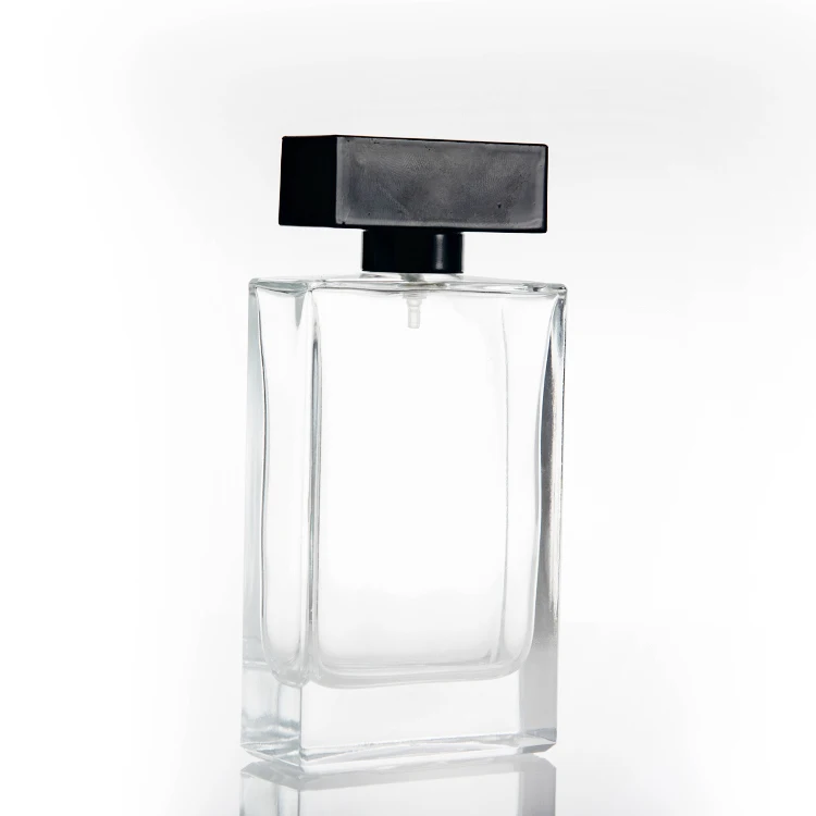 High quality Square clear glass bottles unique shape bottle perfume 50 ml 75ml 80ml 100ml glass for oil filling