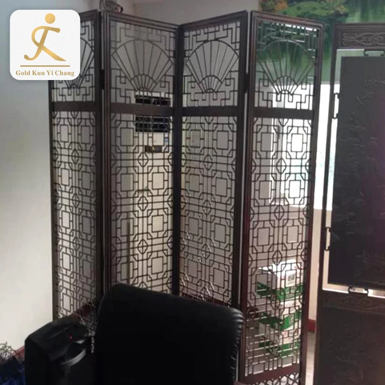 Hollow Cut Room Partition For Bedroom Steel Decorative Japanese Screen Room Divider Foldable Room Screens Dividers