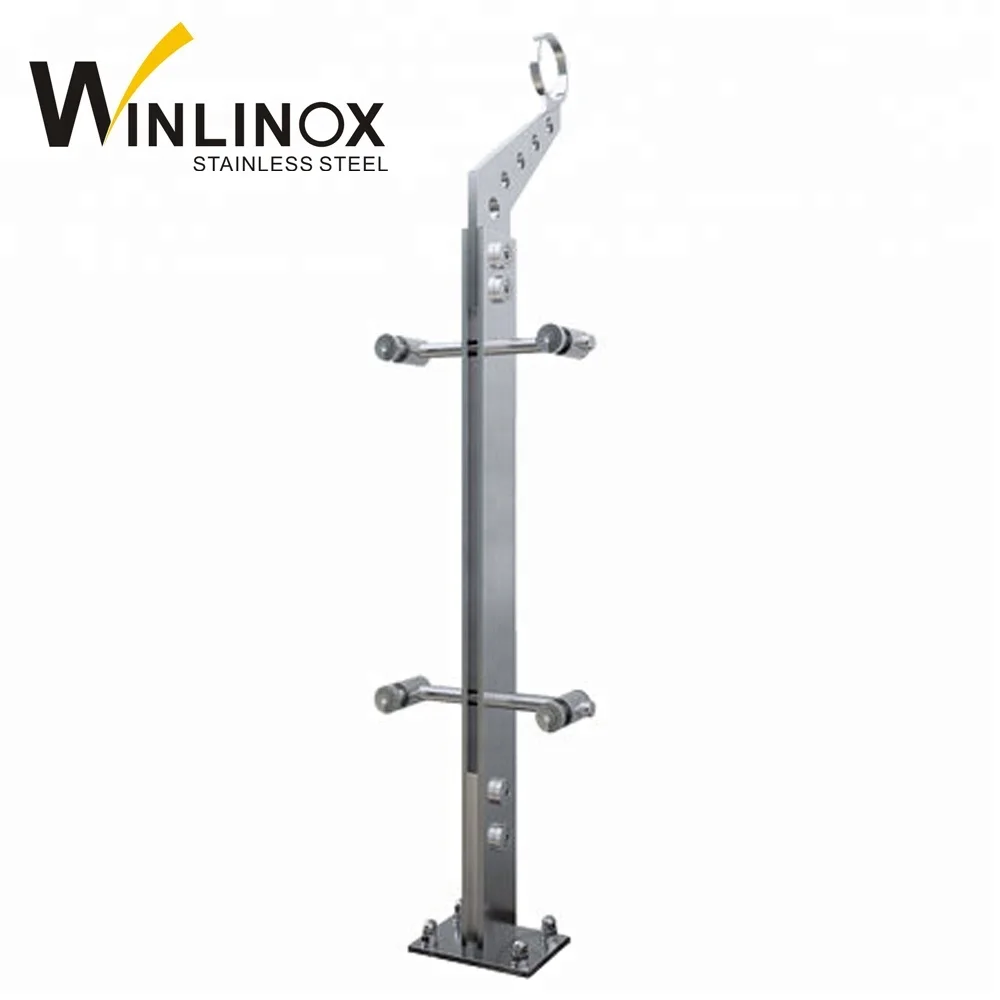 Outdoor stainless steel front porch railing designs with glass clamp