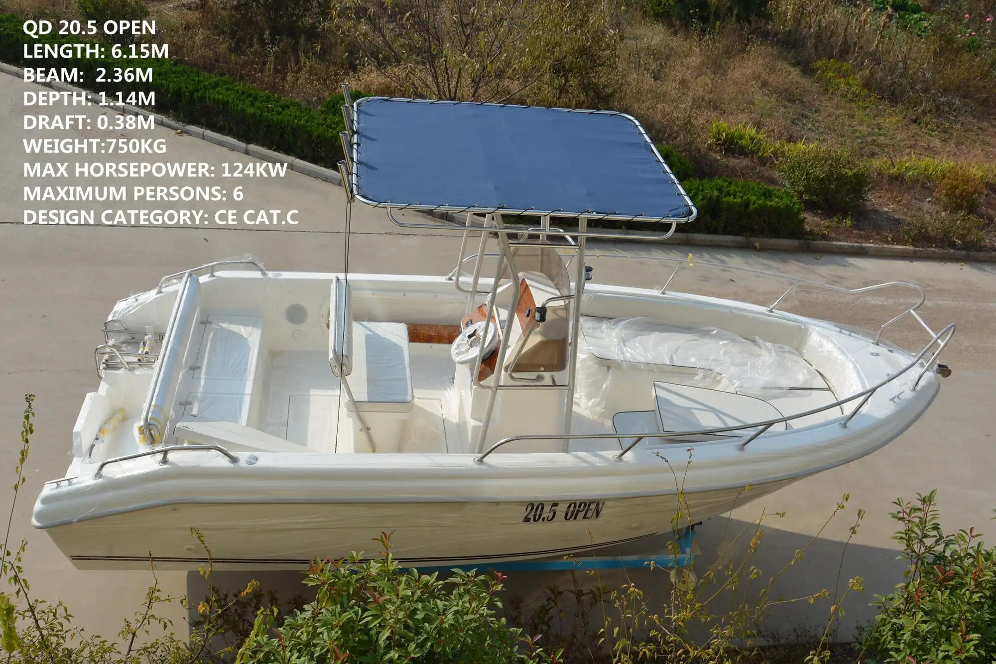 CE Certification 20.5Ft Open FRP Fishing Boat Fiberglass Outboard Speed Boats