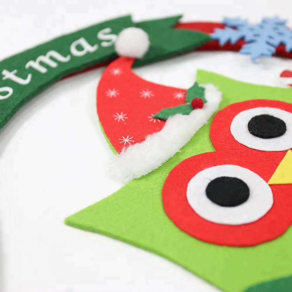
Christmas felt santa claus owl wreath door decoration 