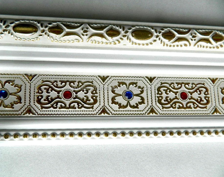 middle east white color large size polystyrene cornice moulding with colorful acrylic diamond