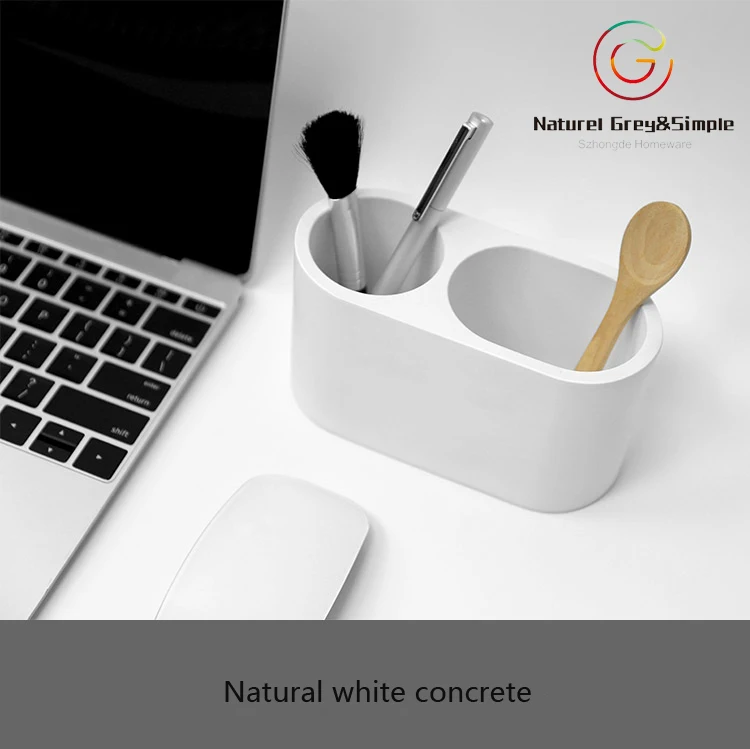 Welcome OEM/ODM Natural Concrete Cement Grey White Desk Mobile Phone Holder Pen Holder