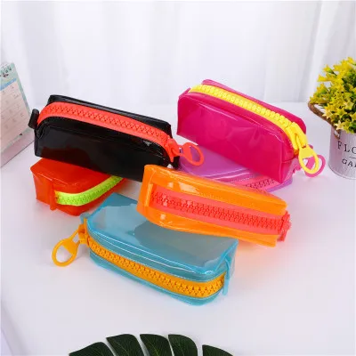 wholesale big capacity zipper transparent pencil case school students pencil case