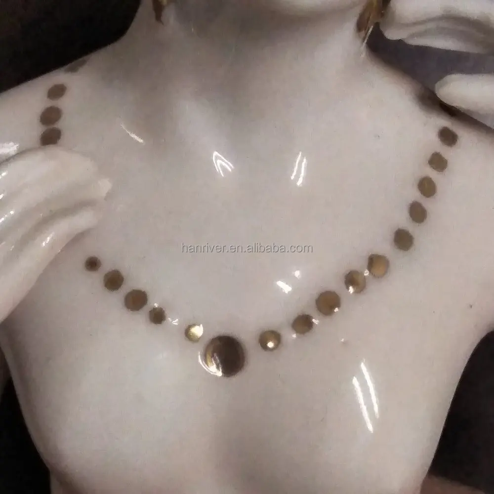 Unique house decotation hand paint white porcelain figurine beauty half doll lady