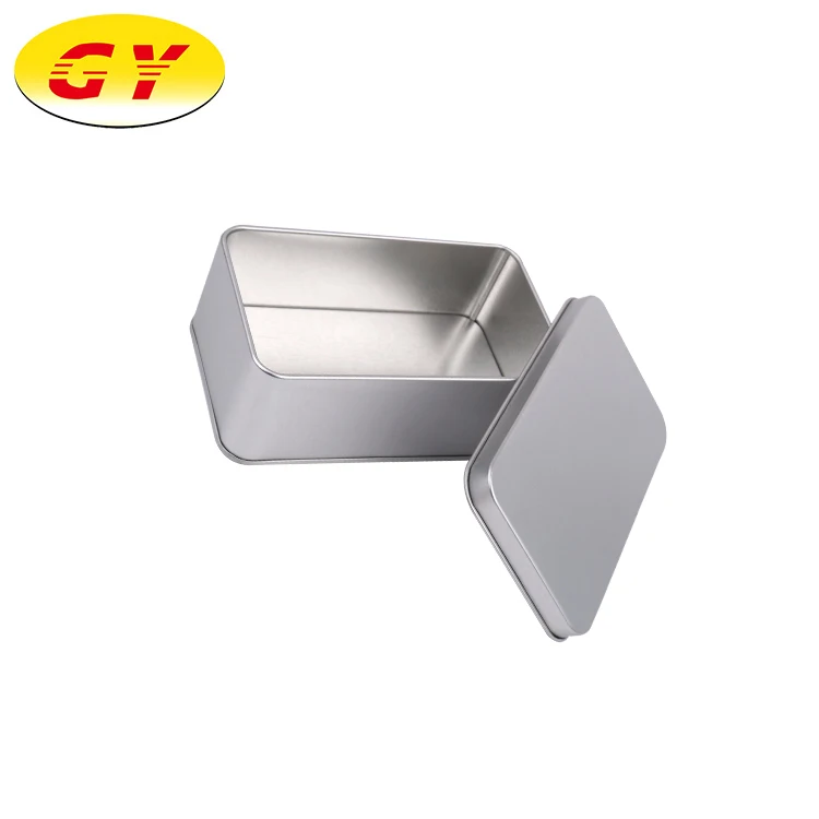 Customized personalized silver metal tin can square container box