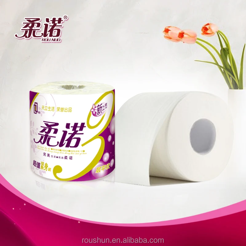 Wholesale price logo toilet living tissue paper roll from factory of China