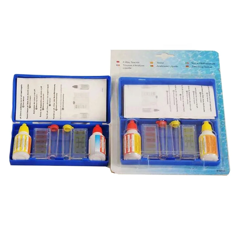 PH, chlorine and bromine swimming water test kits with liquid reagents