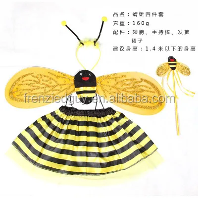 Child Kids Bee Costume with wand/Headband/wings/tutu daress