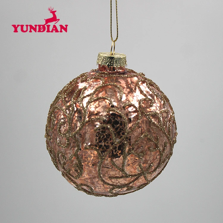 Factory Wholesale Hand Blown Holiday Decorative Round Beautiful Hanging Baubles Glass Christmas Tree Ball Ornaments