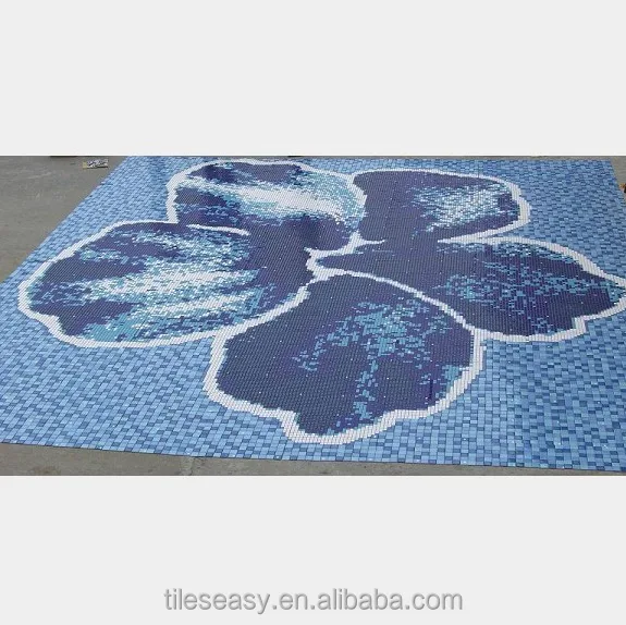 All Kinds Blue Mosaic Flower Patterns for Swimming Pool Decorative