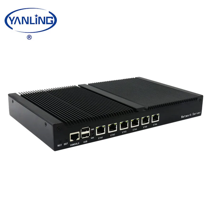 Yanling Fanless Mini Server 1U Rackmount Intel 1037U Dual Core 6 Lan Cloud Computer For Remote Management