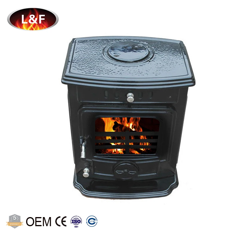 6KW Dual Air Controls Free Standing Cast Iron Black Enamel Multi Fuel Burning Stove