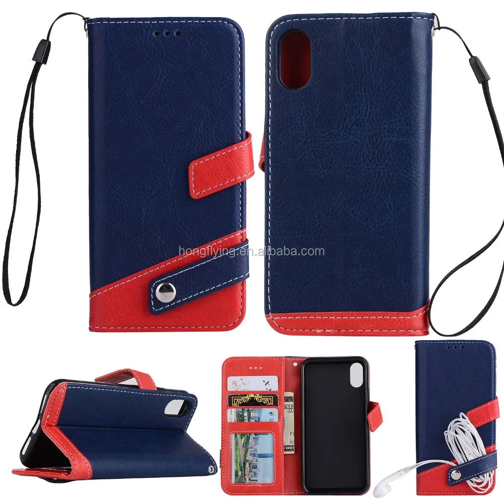 Leather phone case with credit card slot back cover for Iphone X, card slot case for sam sung ,mobile phone shell